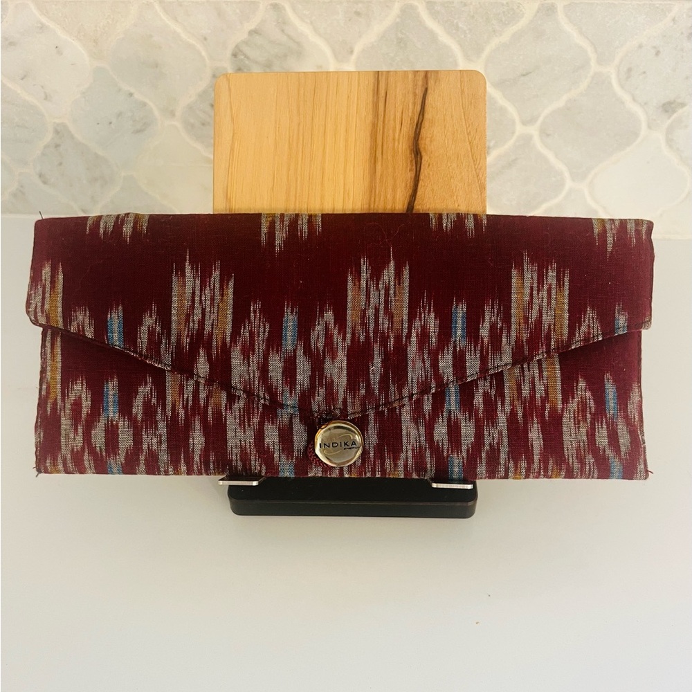 Indika Maroon Ikat Envelope Clutch